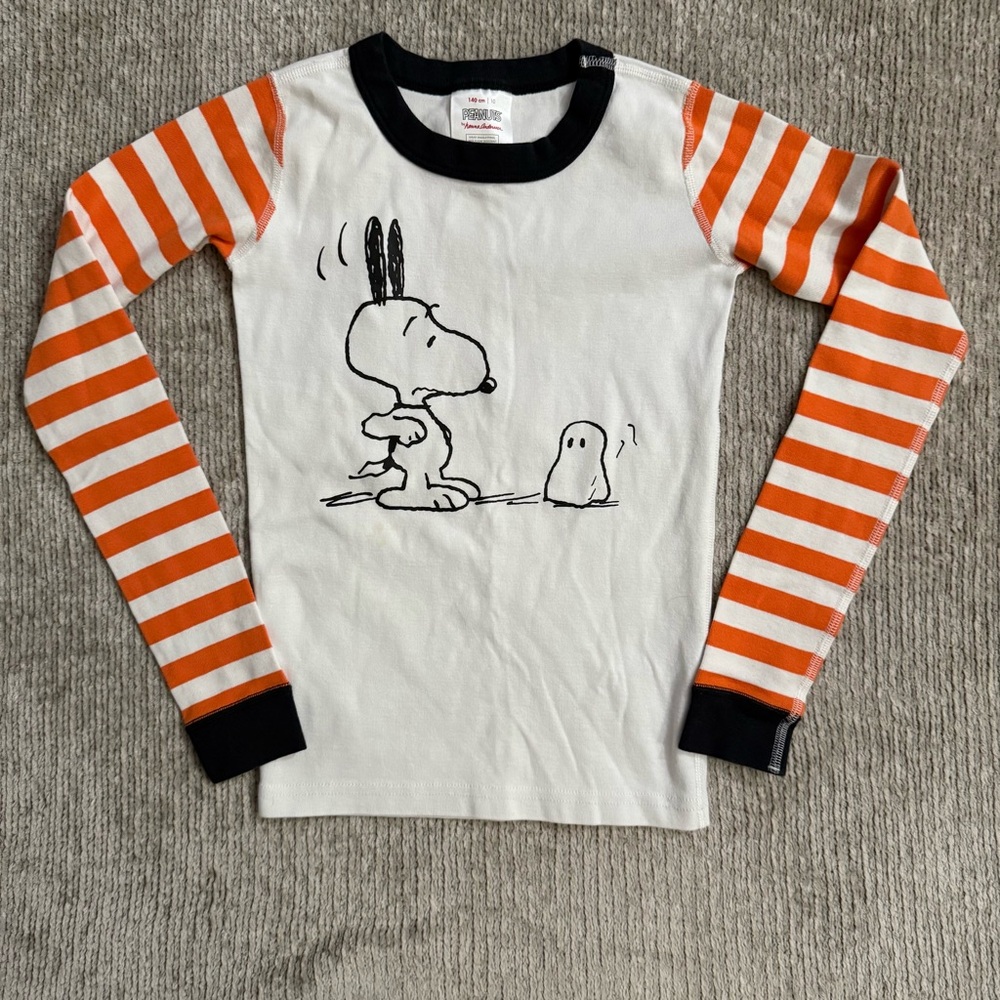 Peanuts Snoopy Halloween Pajama Set Orange Stripe Hanna Andersson 10 - Picture 2 of 7